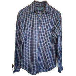 Ralph Lauren Classic Fit Plaid Button Down Shirt Men’s S Linen Blend Preppy